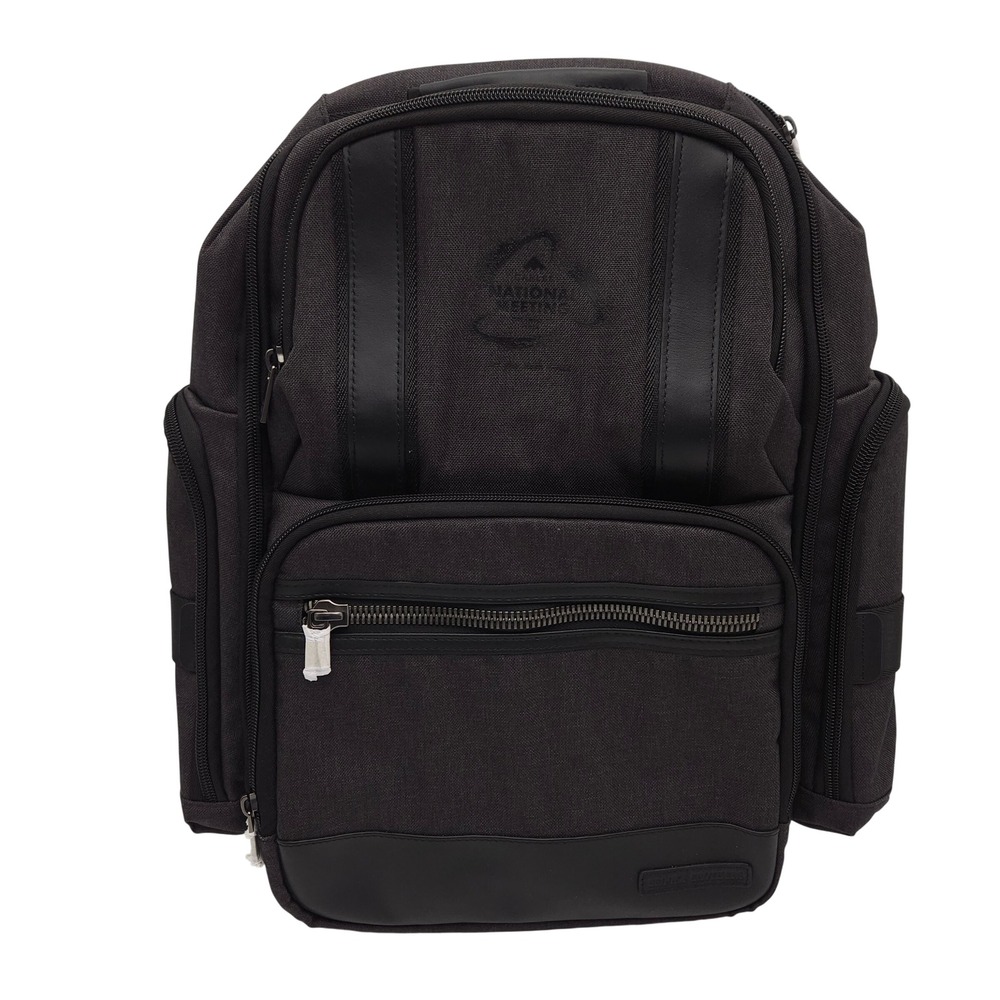 Brooks Brothers Grant Black‎ Canvas Backpack Plaid Lined Multi-Pocket Travel Bag